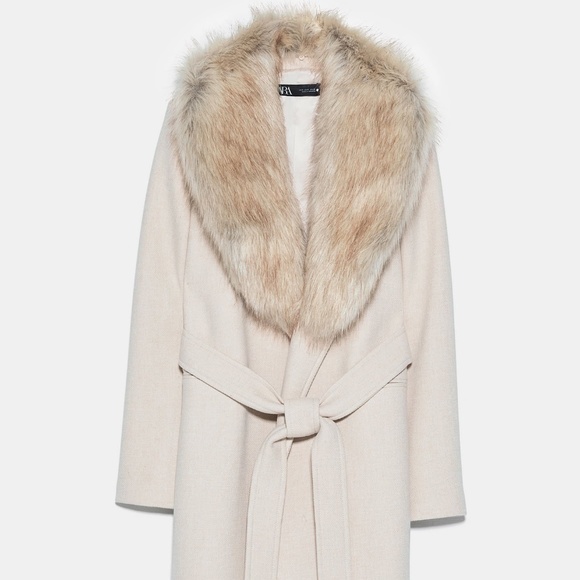 Zara Jackets & Coats Zara Wool Blend Coat With Faux Fur Collar Nwt